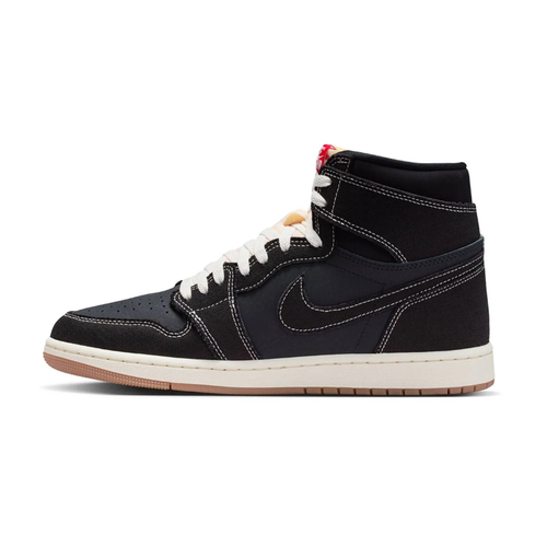 Jordan Black High-Top Sneakers with Contrast Stitching and Red Accents