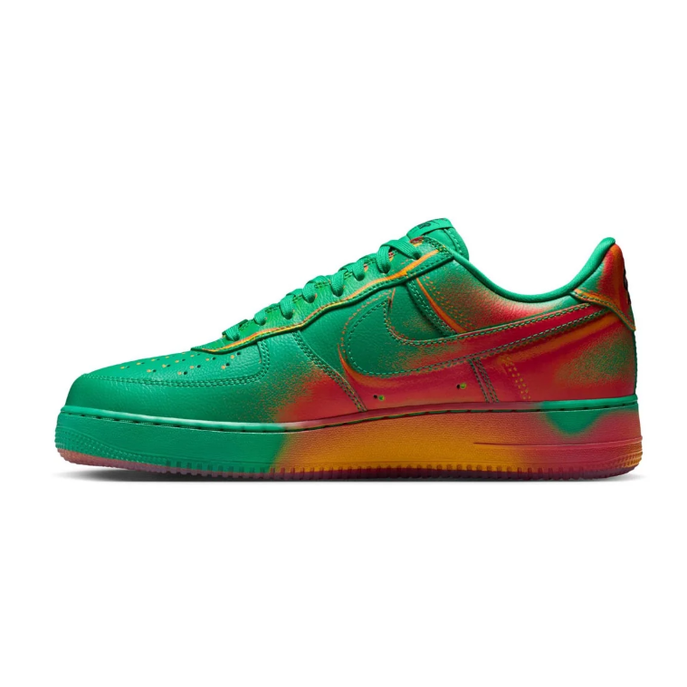 Nike Green Low-Top Sneakers with Red and Orange Gradient Details