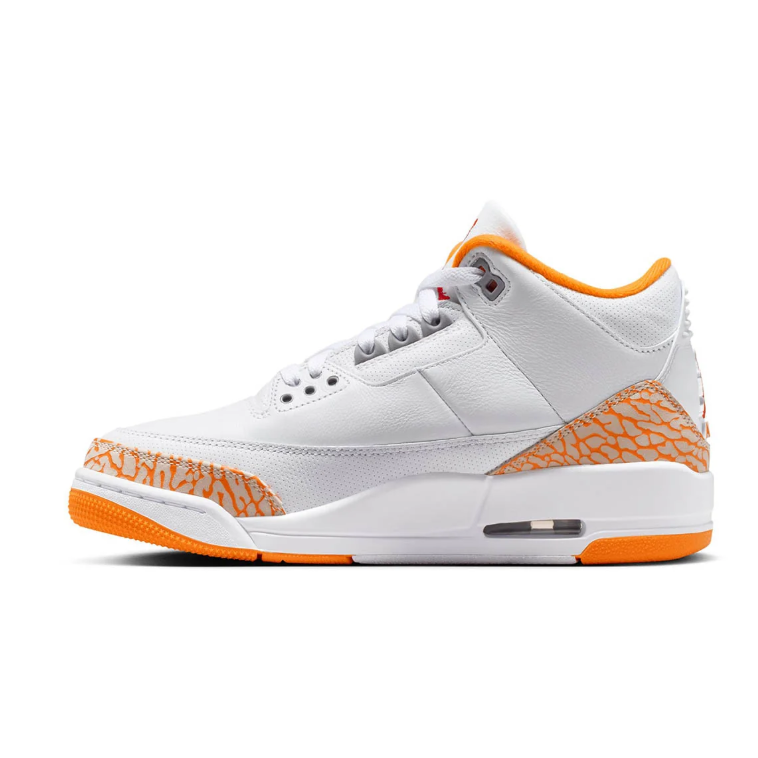 Jordan White Mid-Top Sneakers with Orange Elephant-Print Details