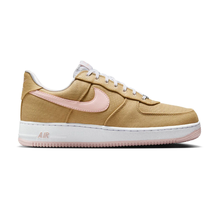 Nike Tan Low-Top Sneakers with Pale Pink Swoosh and Outsoles