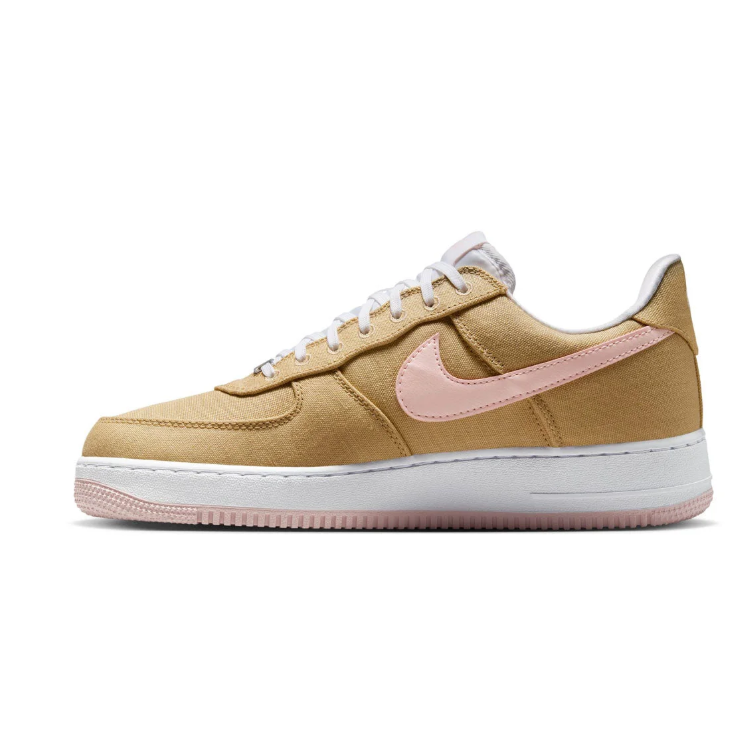 Nike Tan Low-Top Sneakers with Pale Pink Swoosh and Outsoles
