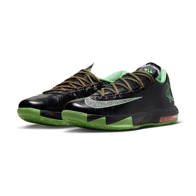 Nike KD Black Low-Top Sneakers with Green and Orange Accents