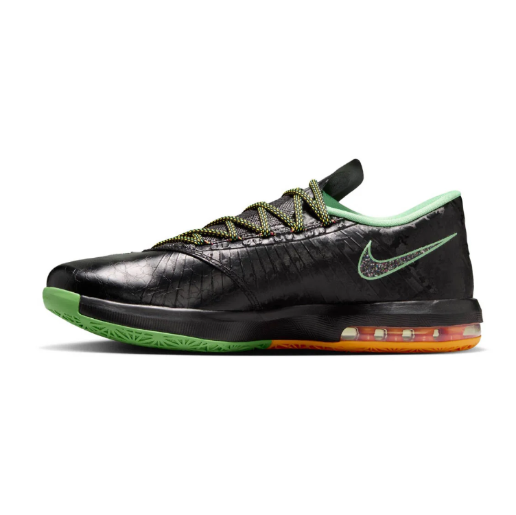 Nike KD Black Low-Top Sneakers with Green and Orange Accents