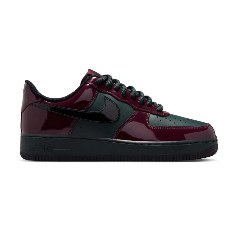 Nike Burgundy and Dark Green Low-Top Sneakers with Glossy Overlays