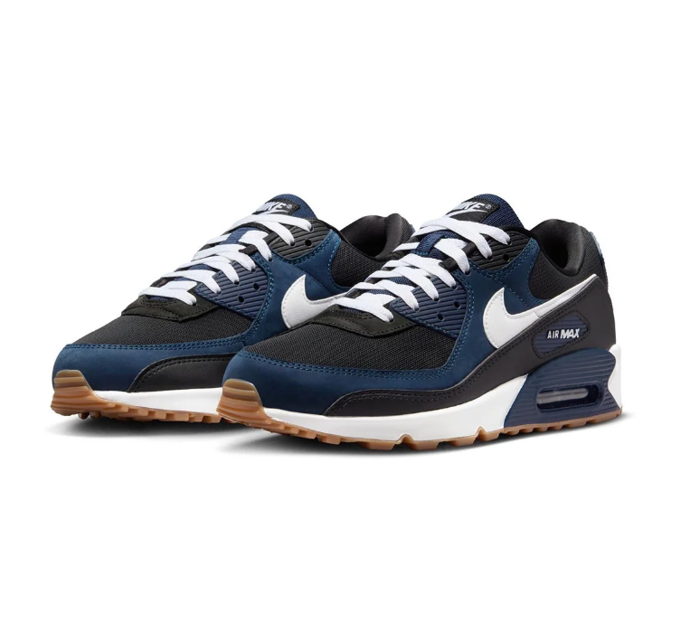 Nike Air Max Navy and Black Sneakers with White Swoosh and Gum Outsoles