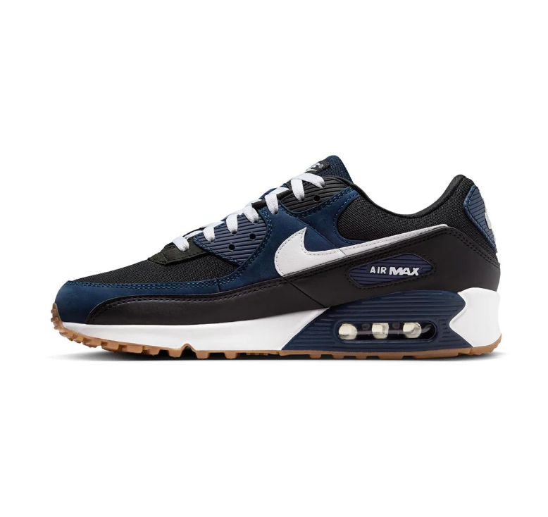 Nike Air Max Navy and Black Sneakers with White Swoosh and Gum Outsoles